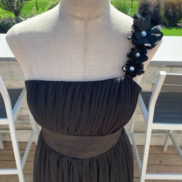 Sequin Hearts Sheer Chiffon Babydoll Short One Shoulder Sleeveless Dress - Picture 2 of 14